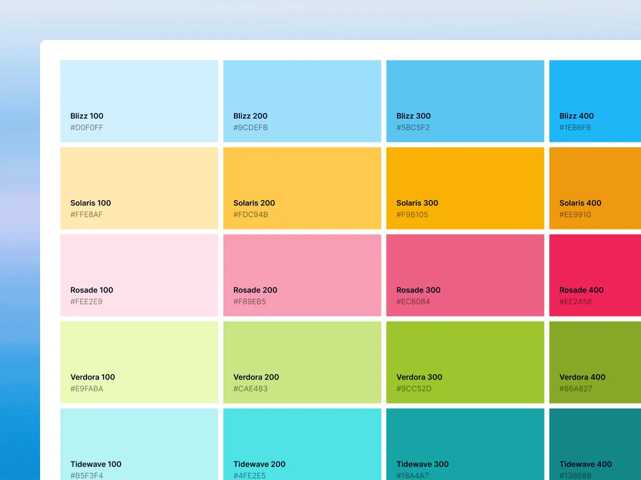 Palette de couleurs du design system de N'py